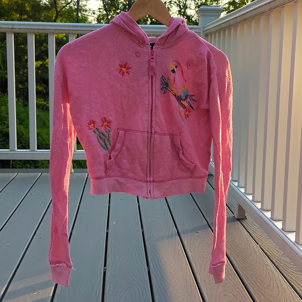 Gap kids embroidered dress pink heather zip hoodie